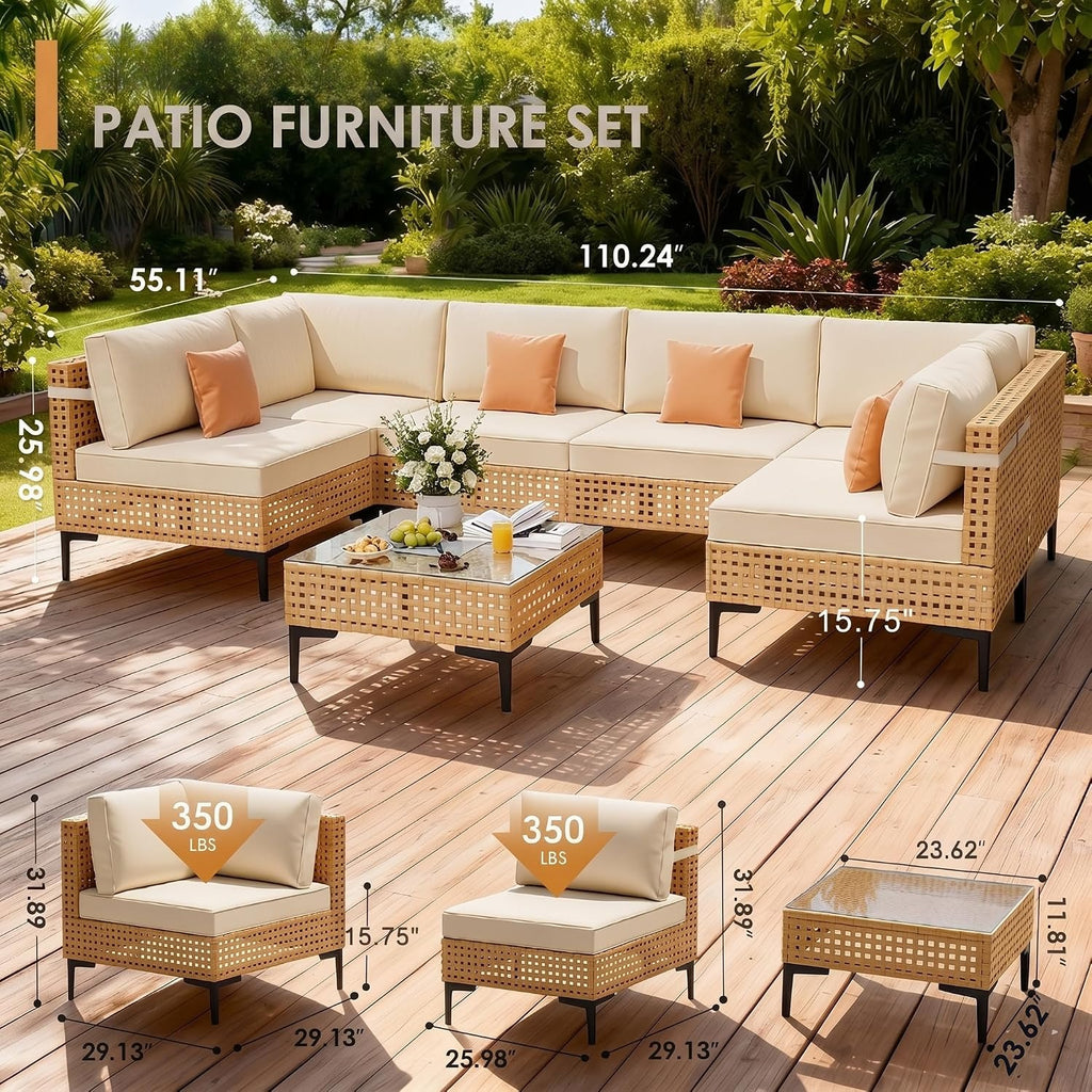 Wicker Patio Sectional Sofa Coffee Table