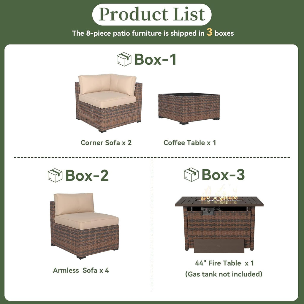 Wicker Patio Set With Fire Pit Table