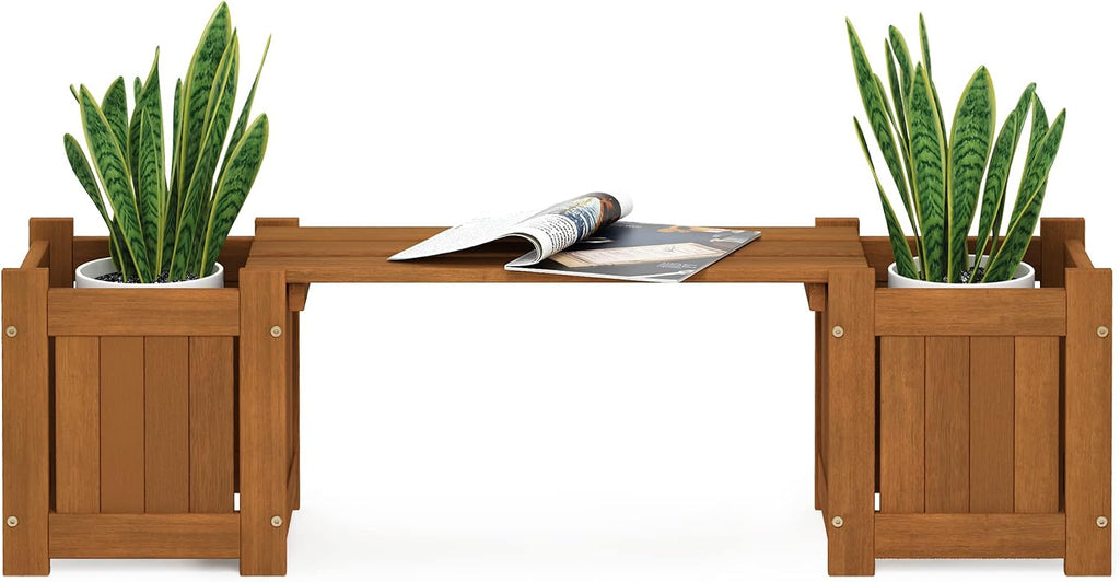 Hardwood Mini Patio Bench Garden Planter Box Seat