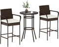Rattan Patio Bar Table Stools Set