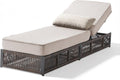 Adjustable Wicker Patio Chaise Thick Cushion Lounger