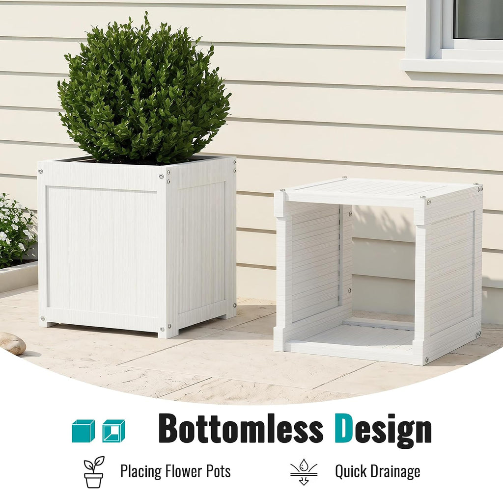 HDPE White Patio Bench Flower Planter Boxes