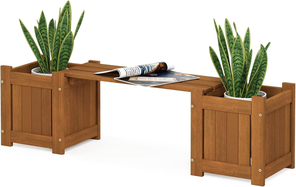 Hardwood Mini Patio Bench Garden Planter Box Seat
