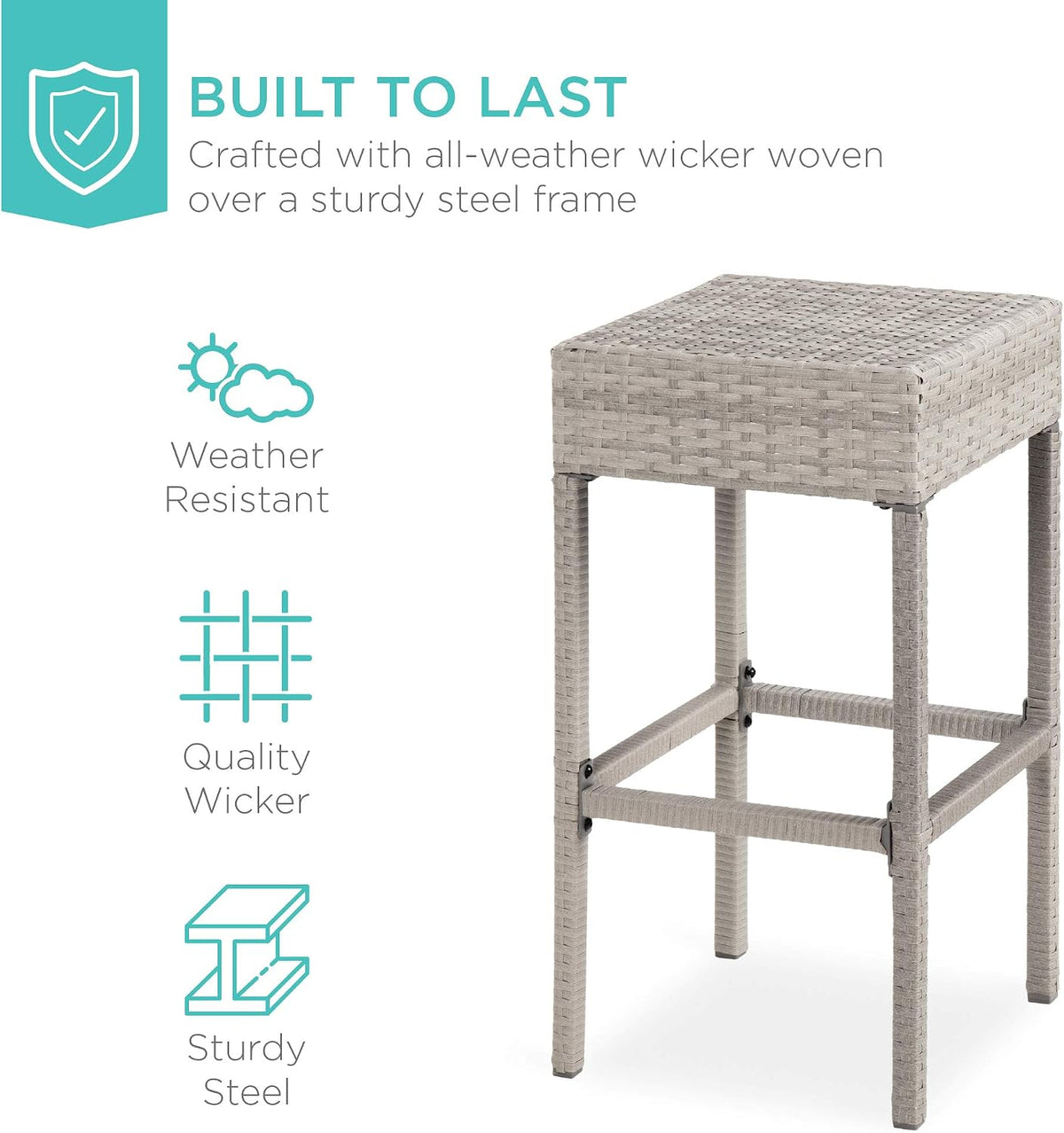 Wicker Patio Bar Table Storage Stools