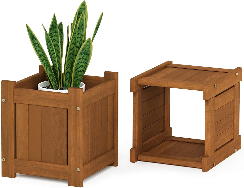 Hardwood Mini Patio Bench Garden Planter Box Seat