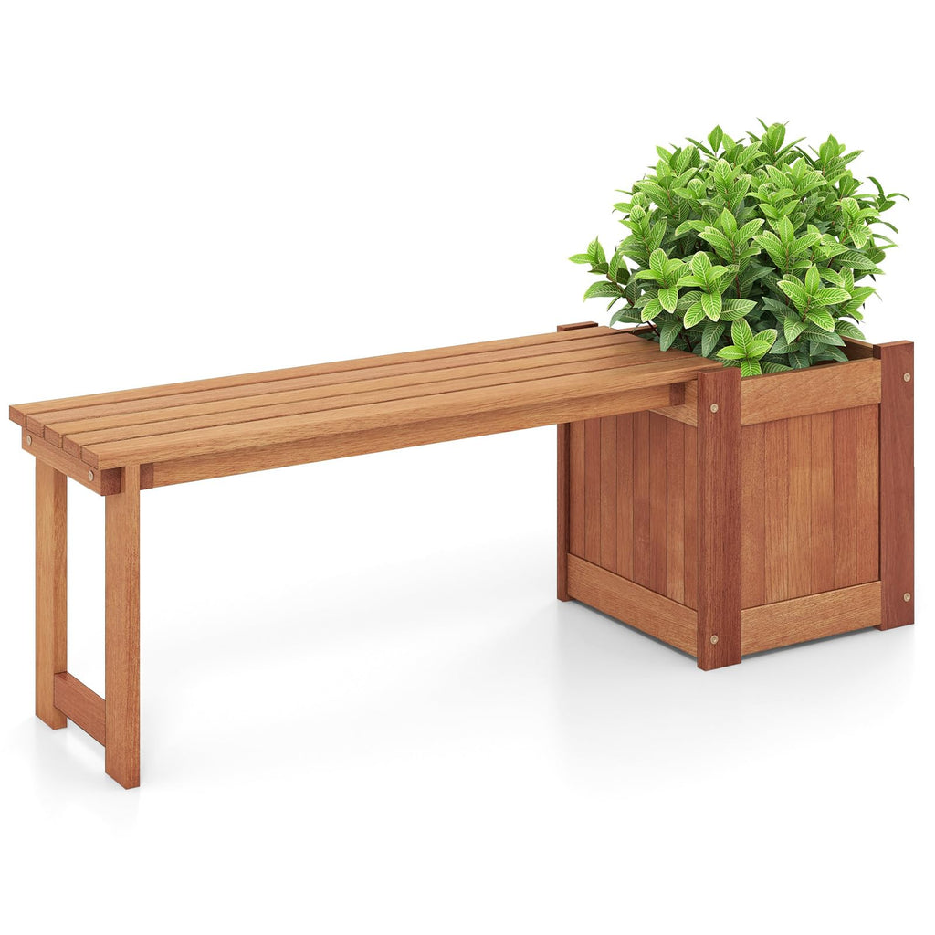 Two-In-One Wooden Bench Raised Garden Planter Seat