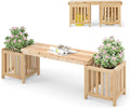 Wooden Two Person Patio Bench Side Planter Flower Box