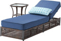 Two Wicker Patio Chaise Lounge Table Cushion Set
