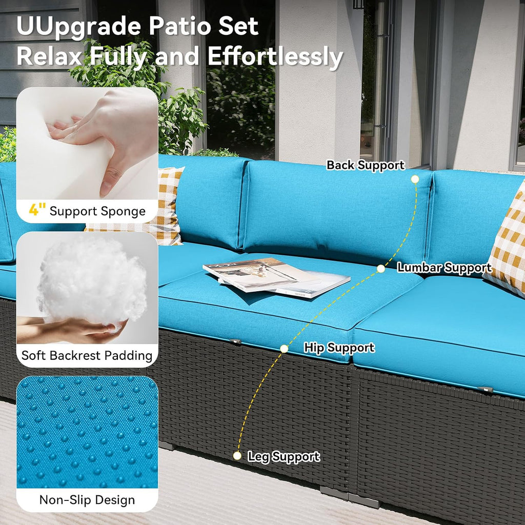7 Piece Wicker Patio Waterproof Sofa Cover Set