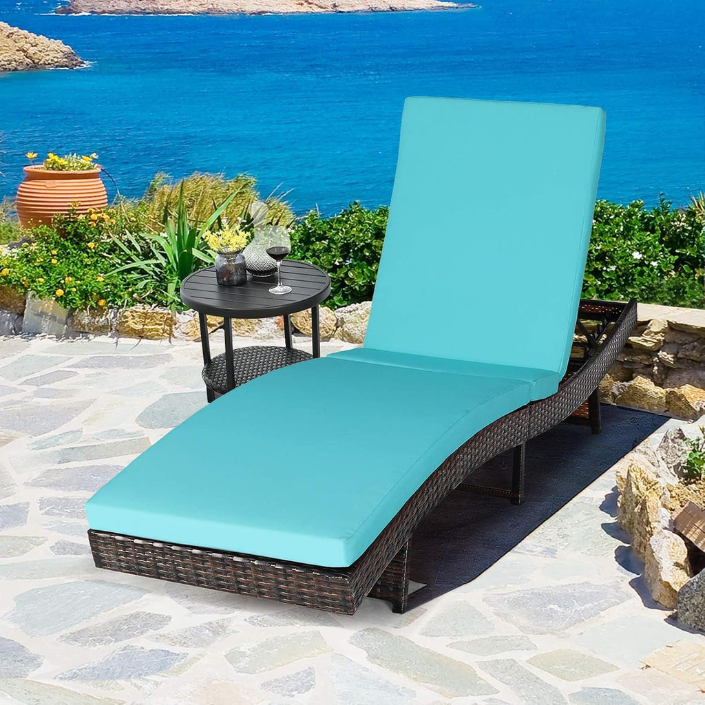 Rattan Adjustable Patio Chaise Ergonomic Cushion Lounger