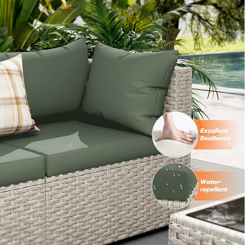 7 Piece PE Wicker Patio Sectional Sofa Cushion Set