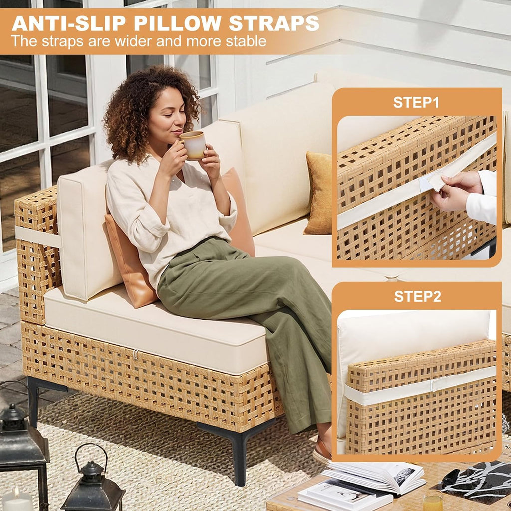 Wicker Patio Sectional Sofa Coffee Table
