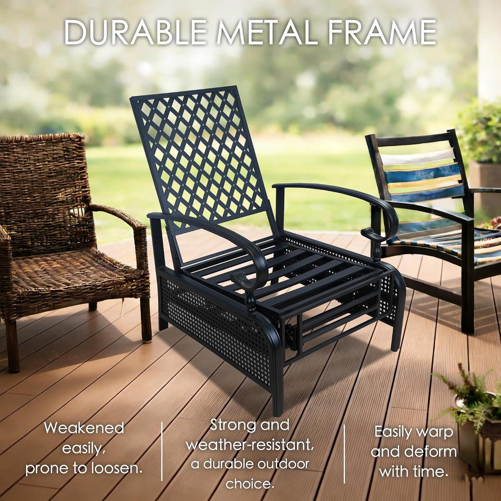 Metal Adjustable Patio Chaise Extendable Cushion Lounger