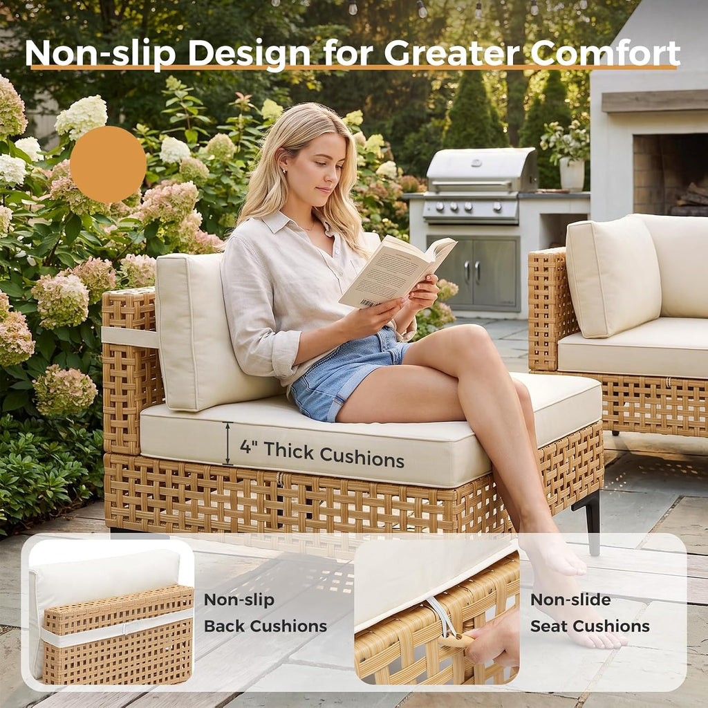 Wicker Patio Sectional Sofa Coffee Table