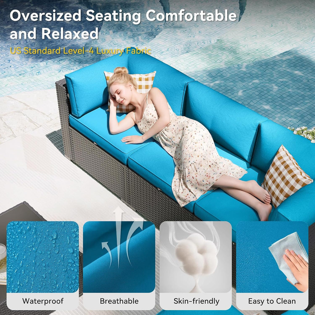 7 Piece Wicker Patio Waterproof Sofa Cover Set
