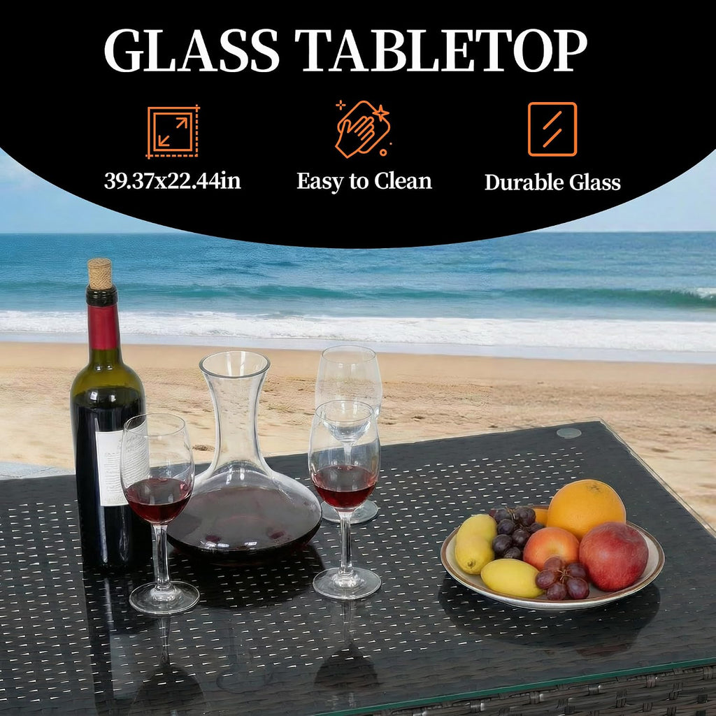 Three-Piece Glass Patio Bar Stool Set