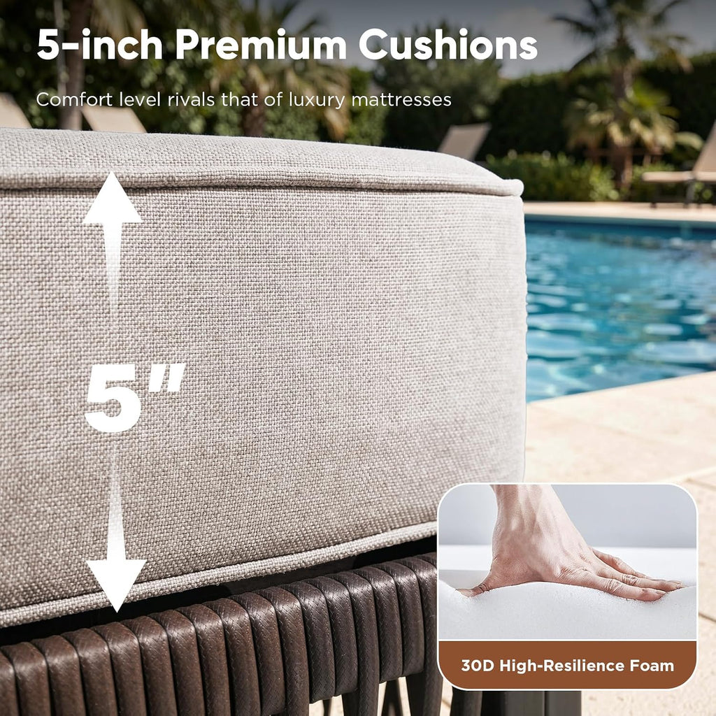 Adjustable Wicker Patio Chaise Thick Cushion Lounger