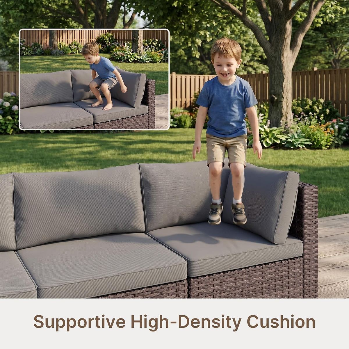 Rattan Patio Sectional Sofa Coffee Table