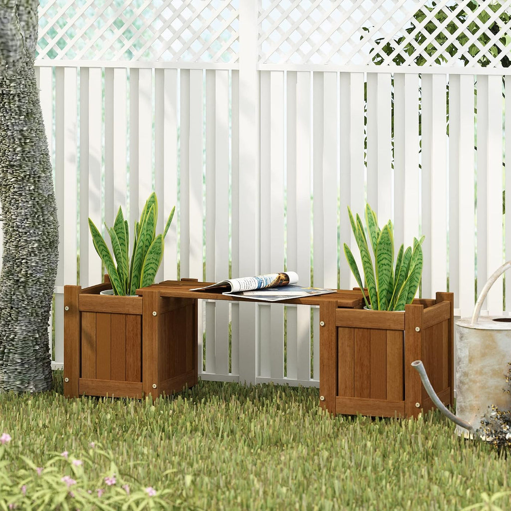 Hardwood Mini Patio Bench Garden Planter Box Seat