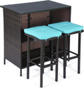 Three-Piece Glass Patio Bar Stool Set