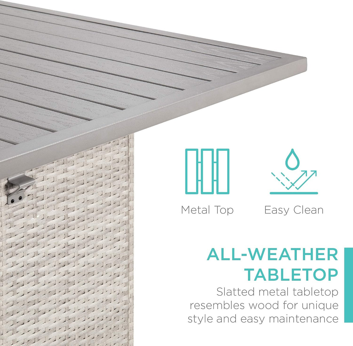 Wicker Patio Bar Table Storage Stools