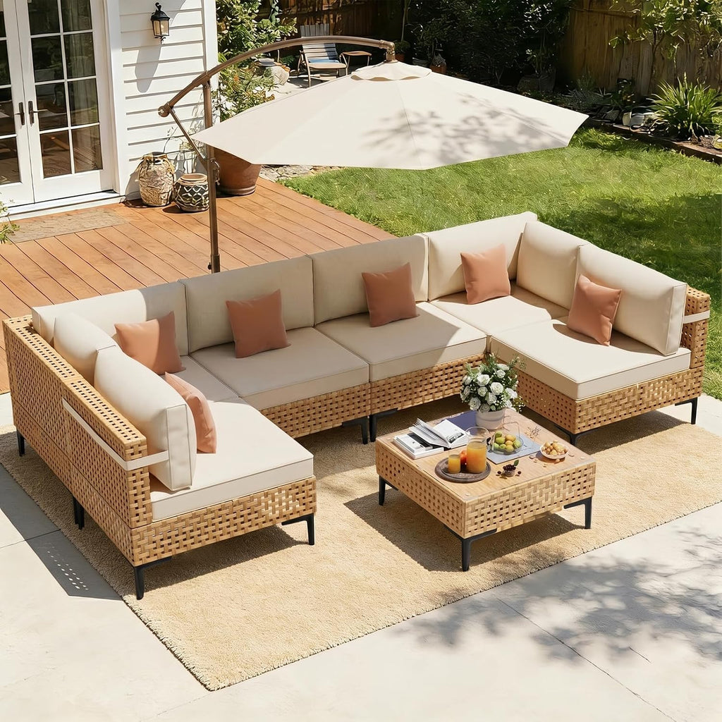 Wicker Patio Sectional Sofa Coffee Table