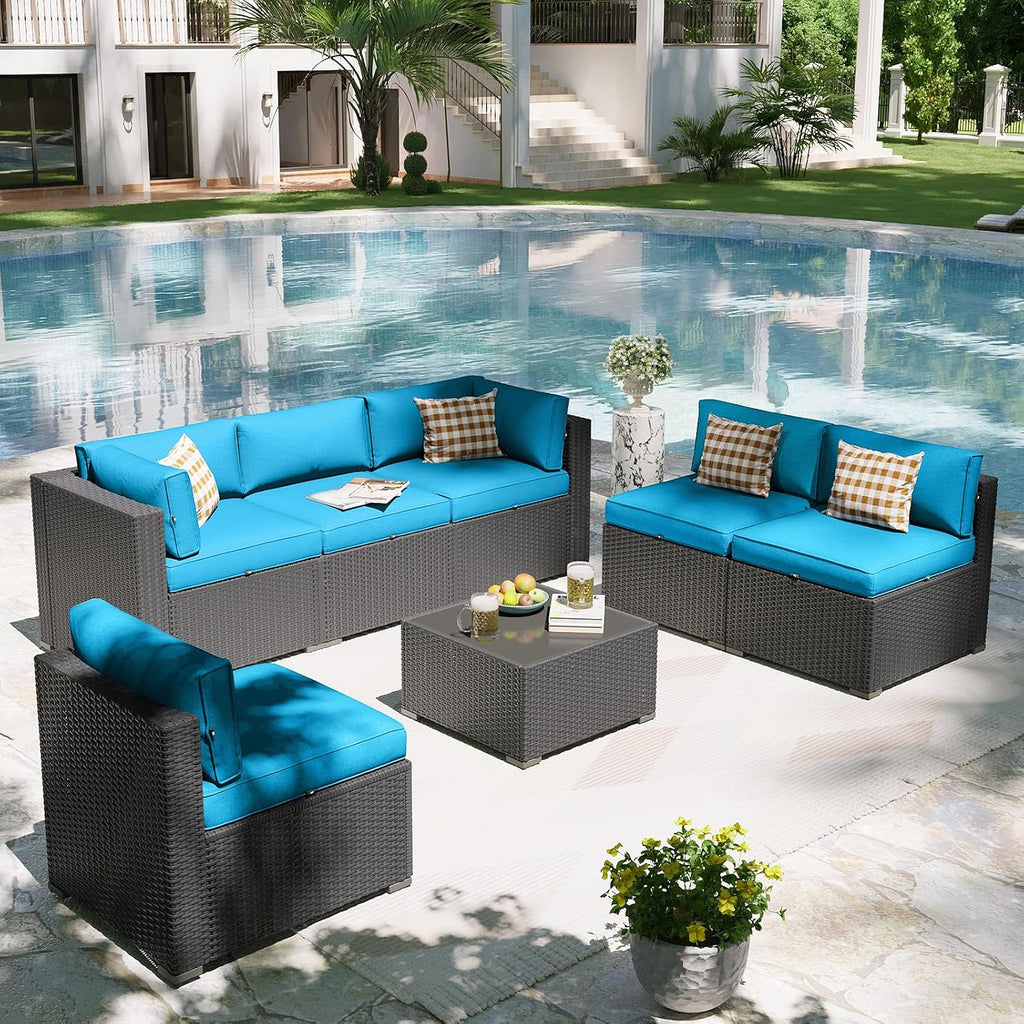 7 Piece Wicker Patio Waterproof Sofa Cover Set