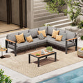 6 Seat Aluminum Patio Sofa Waterproof Cushion Table Set