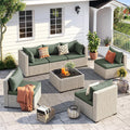 7 Piece PE Wicker Patio Sectional Sofa Cushion Set