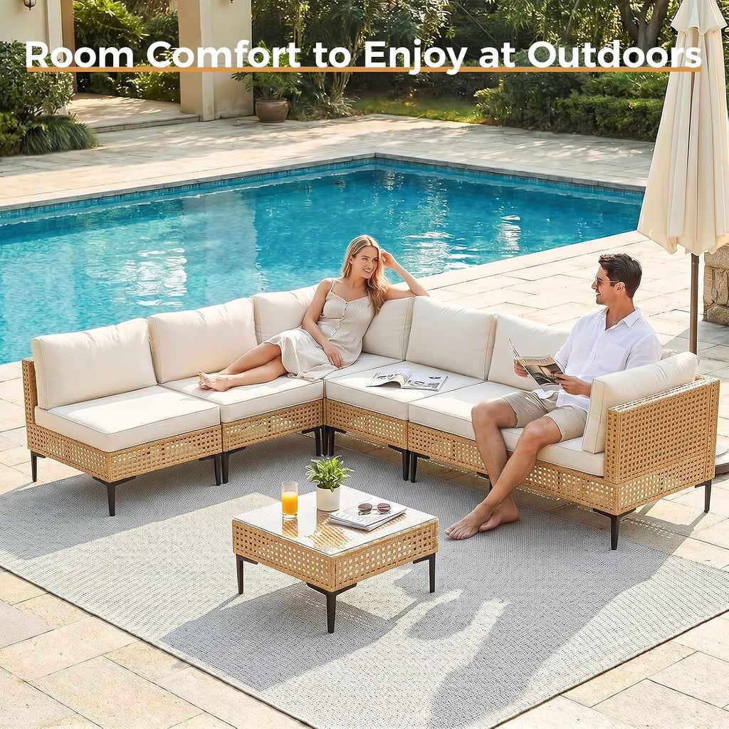 Wicker Patio Sectional Sofa Coffee Table