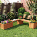 Two-In-One Wood Patio Bench Garden Planter Beds Seat
