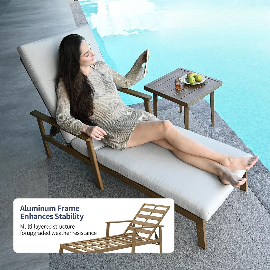 Aluminum Adjustable Pool Chaise Lounge Cushion Chairs